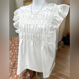 Max Studio boho Ruffle Cap Sleeve babydoll top